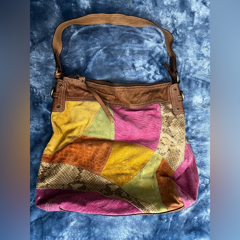 Fossil Patchwork Leather Shoulder Bag